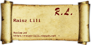 Raisz Lili névjegykártya